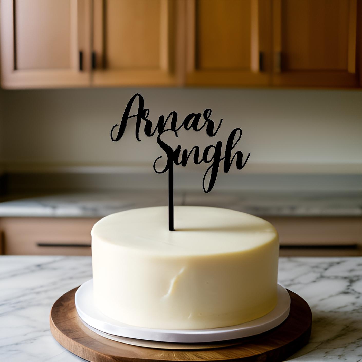 3D prentaður kökutoppur með nafni