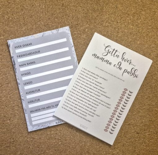 Babyshower leikir | Gettu hver & Um barnið